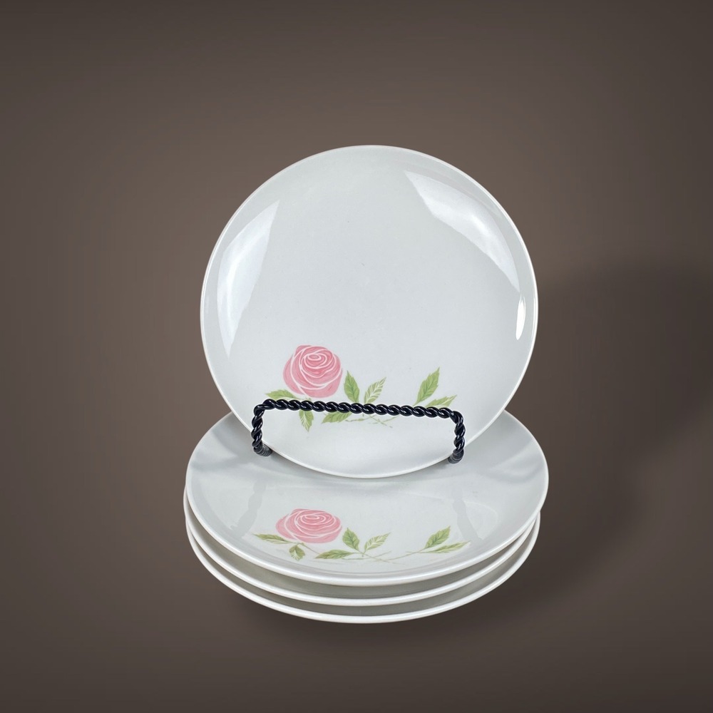 Franciscan Pink A Dilly Rose Bread and Butter Plates‎ 1959 Vintage Set of 4